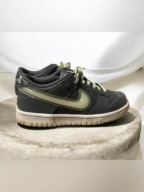 Nike Kids Dunk Low-Top GL Sneakers Gray with Light Green Accents 4.5Y